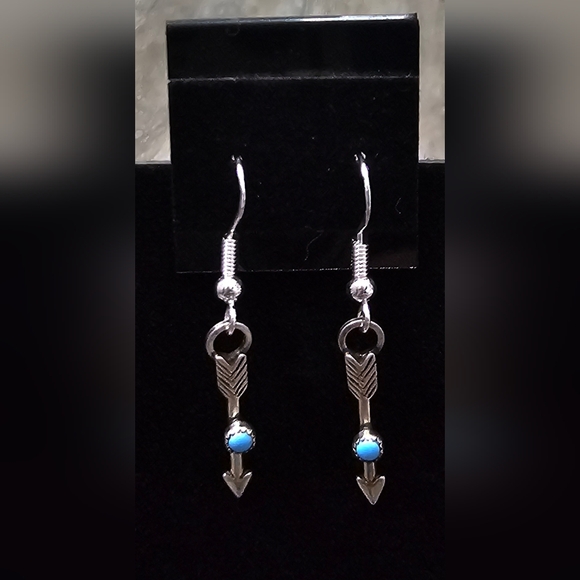 Sterling Silver And Turquoise Earring And Necklace Set-Handmade *NWOT* - Picture 3 of 5